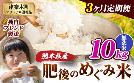 【3ヶ月定期便】熊本県産 無洗米 ブレンド米 肥後のめぐみ米 10kg 熊本県産 ふるさと納税 精米 米 こめ ふるさとのうぜい コメ お米 おこめ《申込み翌月から出荷》