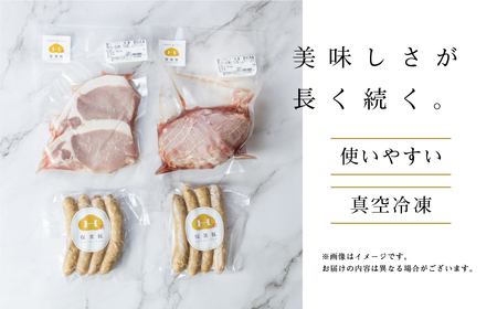 保美豚プレミアム・真空冷凍 豚肉無添加　3品目入り ／ 豚肉 加工品 ロースカツ用豚肉 モモ豚肉 ウインナー 完全薬剤不使用 愛知県 産地直送 田原市 渥美半島 豚肉 ブランド豚肉