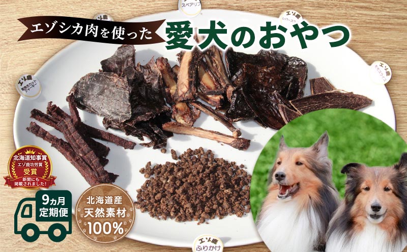 ◆9ヶ月連続◆エゾシカ肉を使った愛犬のおやつ定期便 南富フーズ株式会社 鹿肉 ジビエ 餌 犬 猫 鹿 詰め合わせ ペット 健康 無添加 肉 北海道 南富良野町 エゾシカ 肉の加工品 お肉 愛犬用 ペットフード 9カ月 9回 