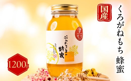 【国産蜂蜜】くろがねもち はちみつ 1200g