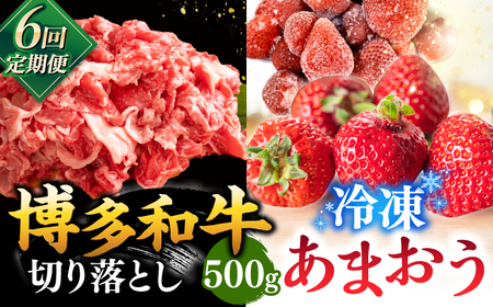 【全6回定期便】【訳あり】博多和牛 切り落とし ＆ あまおう セット1.3kg 桂川町/株式会社 MEAT PLUS [ADAQ070]  訳あり 定期便国産 牛肉 和牛 牛切り落とし イチゴ いちご