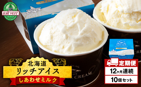【定期便12ヶ月】リッチアイスクリーム しあわせミルク　10個セット（100ml）