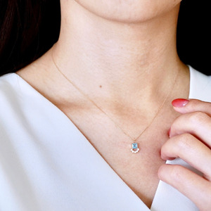 【ジュエリー】K10 イエローゴールド ブルートパーズ ペンダント ネックレス 保証書付 SMK-5221 242-013-c