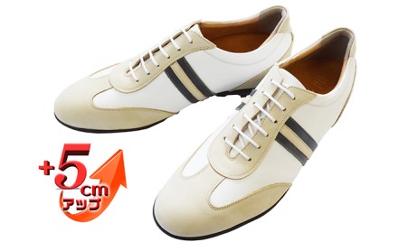 レザースニーカー 本革 カジュアルシューズ 5cmアップ シークレットスニーカー No.899 ホワイト 雑貨 日用品  BN003 26.5cm