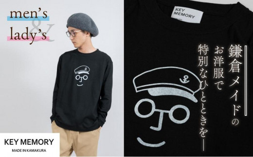 《0》【KEYMEMORY　鎌倉】セーラー帽イラストロングTシャツ　BLACK