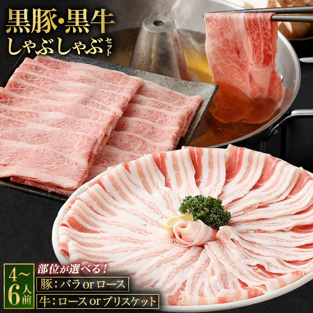 【ふるさと納税】黒豚・黒牛しゃぶしゃぶ専門店SATSUMAの黒豚・黒牛しゃぶしゃぶセット (4～6人前)【選べる・肉種】(黒豚バラ肉+黒牛肩ロース/黒豚バラ肉+黒牛ブリスケット/黒豚肩ロース+黒牛肩ロース/黒豚肩ロース+黒牛ブリスケット) 薩摩川内市