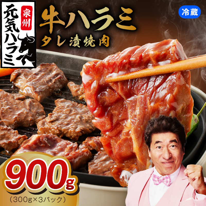 冷蔵配送 牛ハラミ タレ漬け 焼肉用 900g（300g×3） G1771