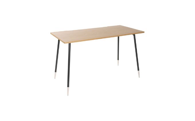 【＆FREL】ワークテーブル 天板（ナチュラルオーク）脚/フレーム（ブラック）幅90　奥行45　高さ72【メタリックブルー】※離島への配送不可