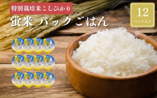 『蛍米』 パックごはん180g×12個入り 特別栽培米こしひかり パックご飯 パックライス コシヒカリ 12食 石川県 小松市産 お米 防災用