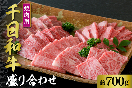 千日和牛焼肉用盛り合わせ 約700g（山形牛）　（牛肉 和牛 千日和牛 カルビ ロース モモ 肩 足 国産 山形県産 お取り寄せ グルメ 食べ比べ 冷凍 送料無料）