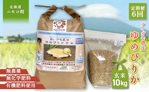 
            《数量限定先行受付！令和7年産米》【6回定期便】合鴨農法ゆめぴりか 【玄米】【有機肥料/無農薬・無化学肥料･備蓄用】 令和7年度米　10kg(1kg×10袋)　水田環境鑑定米・米食味鑑定米【Yesclean農法認定品】【3112404】
          