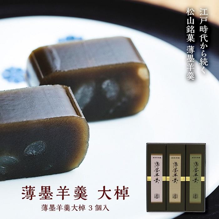 【ふるさと納税】 薄墨羊羹大棹3個入 | 和菓子 小豆 寒天 デザート お菓子 道後温泉 松山城 老舗 名店 銘菓 ギフト 贈り物 愛媛県 松山市 送料無料