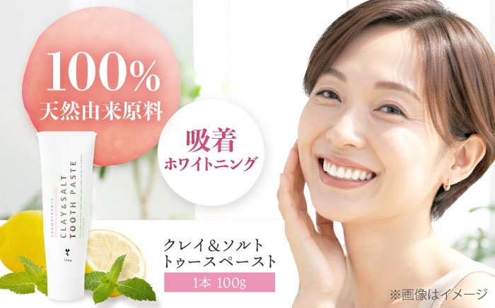 
            歯磨き粉 クレイ＆ソルト トゥース ペースト 100g×1本 オーラルケア 口腔ケア 天然由来原料 フランス産100％ ペパーミント レモン 口臭予防 はみがき ハミガキ はみがきこ はみがき粉 大阪府高槻市/株式会社アロマ・フランス [AOEP002]
          