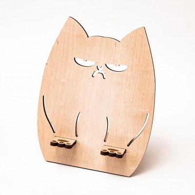 ふるさと納税 大木町 【国産/雑貨】スマホスタンド001 ブサかわネコ 高さ約16cm《メープル色》(大木町) CK031