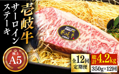 【全12回定期便】壱岐牛 A5ランク サーロインステーキ（雌）350g×1枚《 壱岐市 》【 KRAZY MEAT 】 ステーキ サーロイン BBQ 和牛 肉 [JER069]