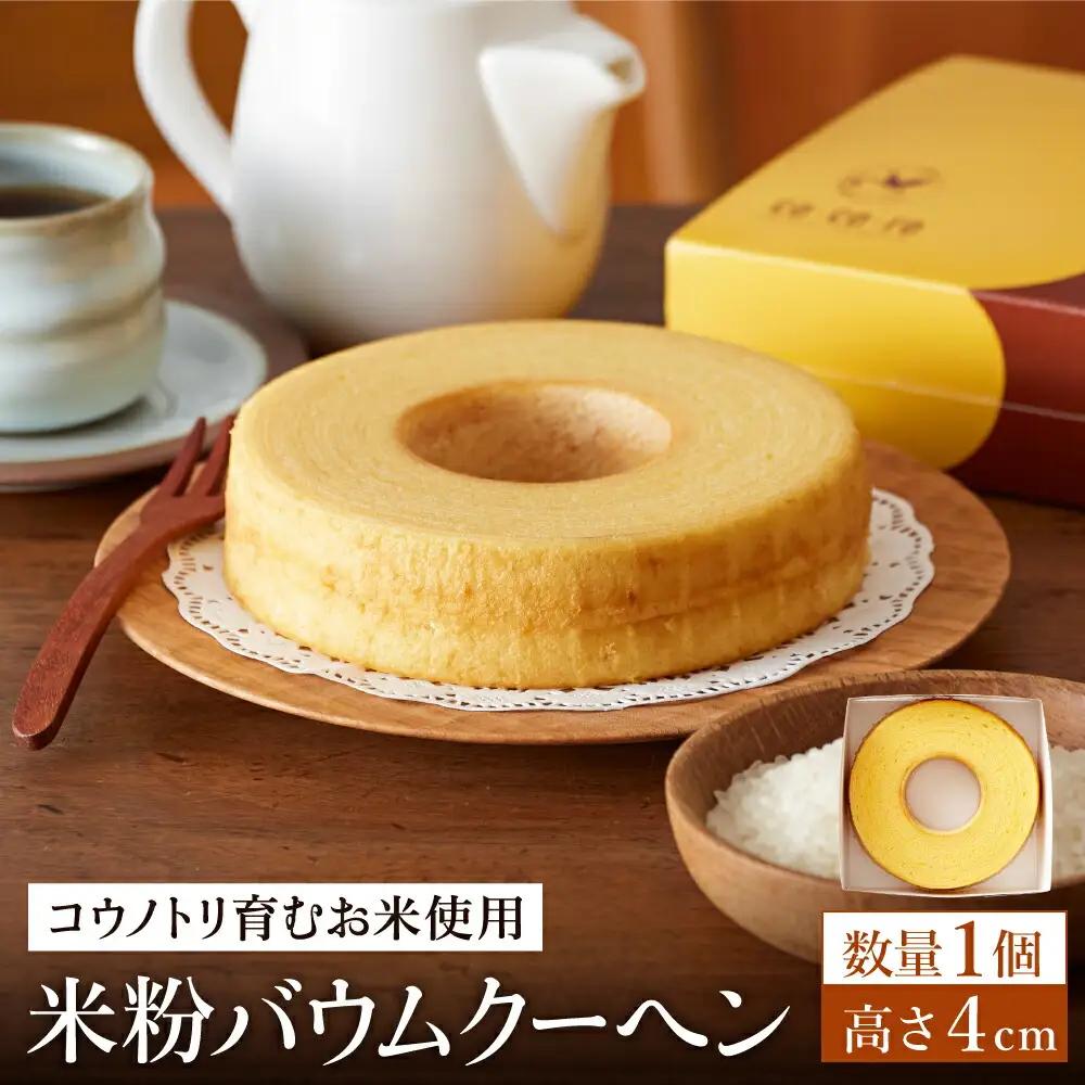 米粉バウムクーヘン H4cm 1個【コウノトリ育むお米使用】