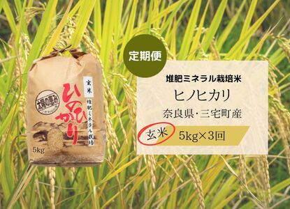 【3ヶ月定期便】【R6年産先行受付】「ひのひかり」玄米5kg 奈良県 三宅町 ヒノヒカリ 