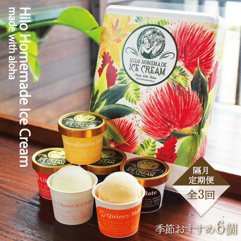 【ふるさと納税】 【定期便 3回 隔月】 Hilo Homemade Ice Cream 季節おすすめ アイスクリーム 130ml×6個 セット おすすめ ヒロホームメイドアイス 手づくり アイス Ice あいす スイーツ デザート 人気 お取り寄せ 鵠沼海岸 Hilo Homemade Ice Cream 神奈川 湘南 藤沢