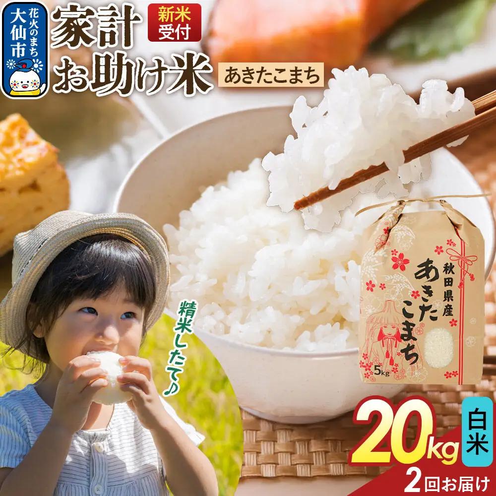 《令和8年産新米予約》 《定期便2ヶ月》【白米】家計お助け米 あきたこまち 20kg（5kg×4） 秋田県産  こまちライン 秋田県 大仙市産
