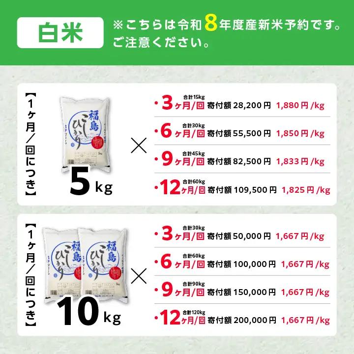 【令和8年産先行予約】【12ヶ月15kg定期便】白米 こしひかり 精米 ブランド米 定期便