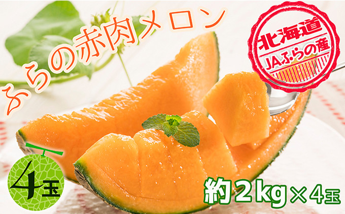 
JAふらの厳選！約2kg×4玉【上富良野産】赤肉メロン
