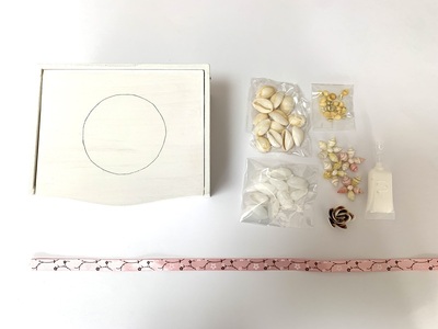 「手作りキット」貝がらで飾る宝箱【ホワイト・パープル・ブルー】  手作りキット 貝がらアート 宝箱 選べるカラー ホワイト パープル ブルー 縦約10cm×横約13cm×高さ約7cm 木製ボックス ア