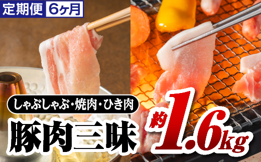 まる姫ポーク　豚肉三昧　定期便【6ヶ月】 ロース 肩ロース バラ モモ切り落とし 粗ミンチ