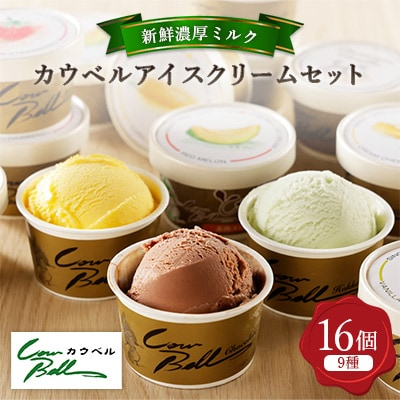 
＜毎月定期便＞カウベルアイスクリーム9種16個セット 新鮮濃厚ミルク 北海道産素材全3回【4008597】
