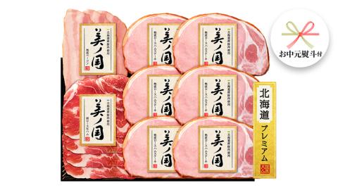 【 お中元 熨斗付 】 日本ハム 美ノ国 ギフトセットB 肉 にく 贈答 ギフト 詰め合わせ ハム 生ハム ロース ステーキ ベーコン [AA075ci]