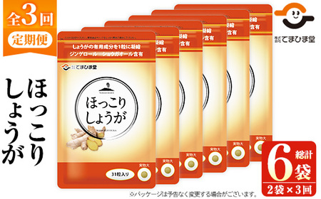 No.1296-A ほっこりしょうが(1袋 31粒入り・2袋×3回)  鹿児島 日置市 健康食品 加工食品 サプリ サプリメント 栄養バランス 食生活 安心安全 定期便 頒布会 【てまひま堂】