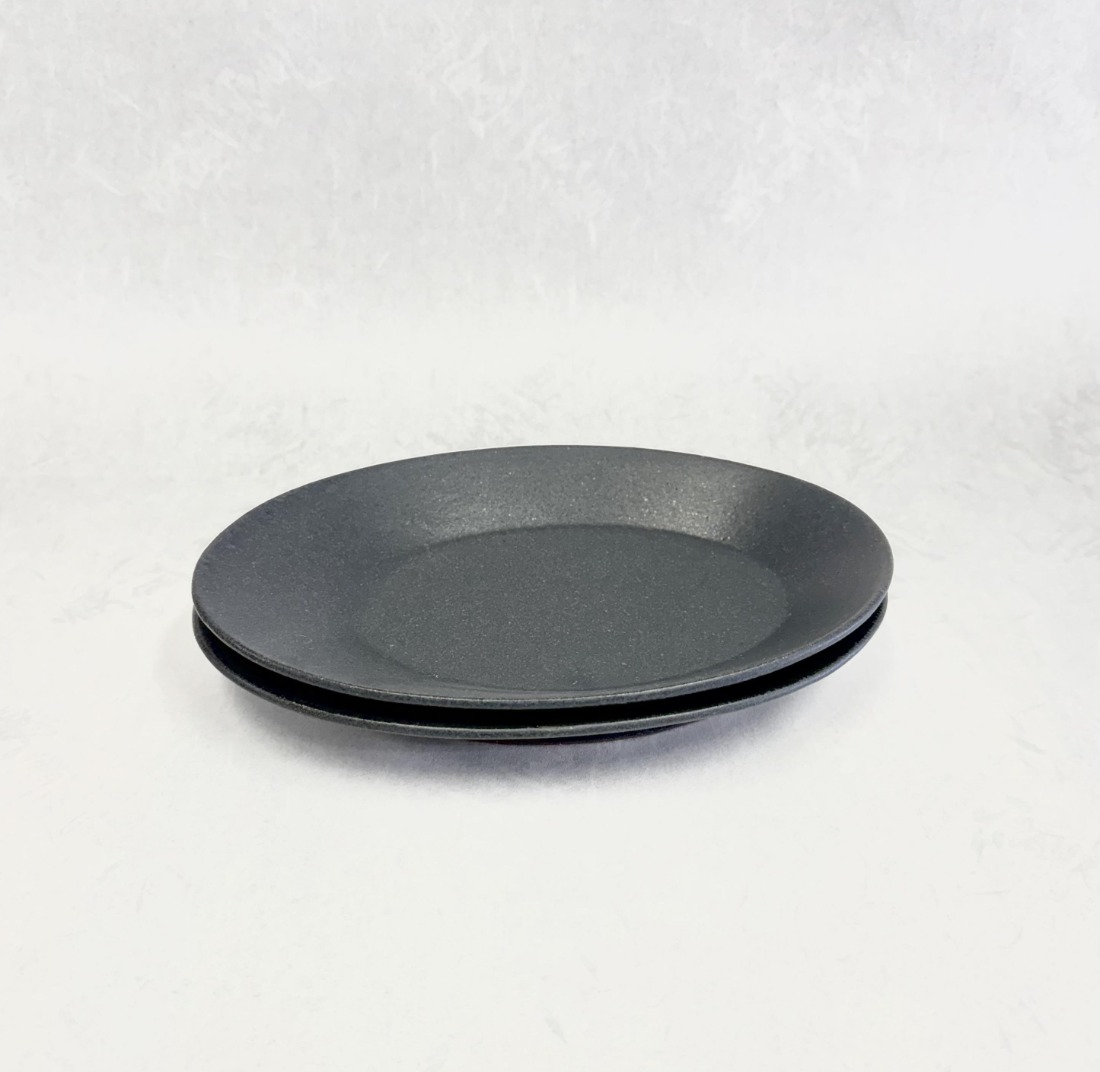 『鹿追焼』黒釉楕円皿2枚セット(大) SKU010