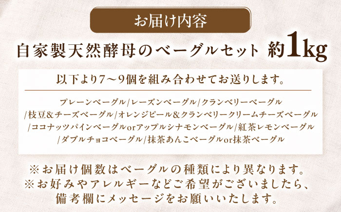 自家製天然酵母のベーグルセット 計約1kg / パン ベーグル セット / 佐賀県 / パンと器のコネル [41AJAB003]