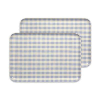 ふるさと納税 和歌山市 STトレー L 39cm ミルキー チェック ブルー 2枚セット 食洗機対応のトレー