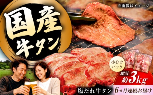 国産牛タン定期便【6回定期便】九州産和牛の牛タン約500g（約250g×2パック）国産 牛タン和牛長与町/岩永ホルモン [EAX086] 国産 牛肉 和牛 タン 牛タン 塩だれ牛タン 塩ダレ 牛たん塩 味付き ぎゅうたん ギュウタン 薄切り スライス 味付き 塩 焼肉 焼き肉 冷凍 焼くだけ 簡単調理 小分け 真空 定期便 ていきびん 定期 毎月 届く