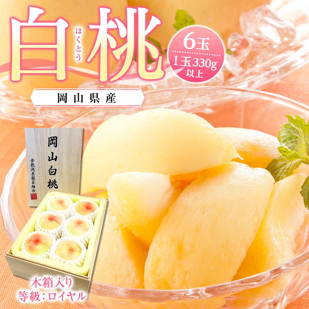 【ふるさと納税】桃 2026年 岡山県産 白桃6玉（1玉330g以上）等級：ロイヤル 木箱入り | フルーツ 果物 くだもの 食品 人気 おすすめ 送料無料
