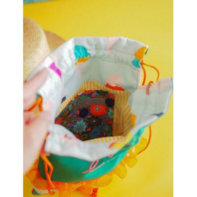 ふるさと納税 多摩市 毎日のお出かけを軽やかに　きんちゃくポシェット　寒色系　*色柄おまかせください |  | 03