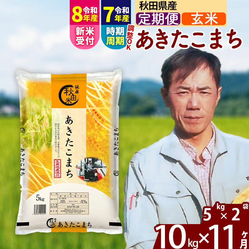 【ふるさと納税】※R8産新米予約※ 《定期便11ヶ月》秋田県産 あきたこまち 10kg【玄米】(5kg小分け袋) 2026年産 令和8年産 お届け周期調整可能 隔月に調整OK お米 みそらファーム [みそらファーム 秋田 お米 あきたこまち 米どころ]