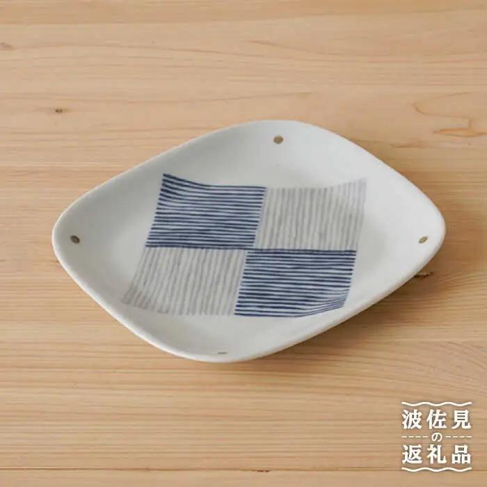 【波佐見焼】千段格子 フリートレイ (小) 角皿 小皿  5枚セット 食器 皿 【陶もと】 [PE16]  波佐見焼