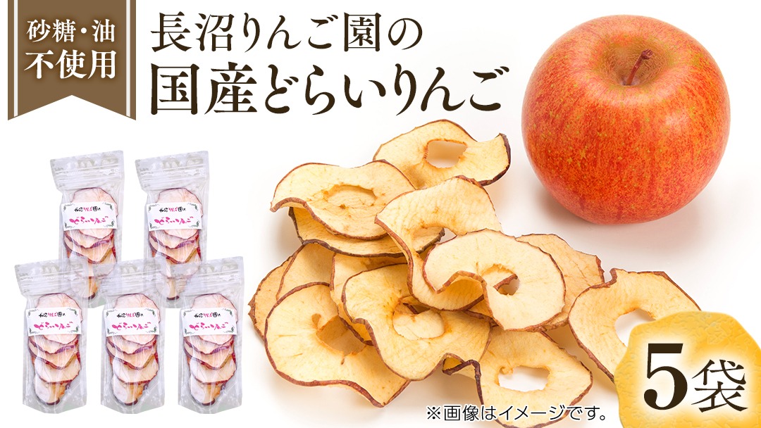 長沼りんご園 の どらいりんご 5袋 【 2025年9月より発送開始～ 】 砂糖不使用 オイル不使用 皮ごとカット ドライフルーツ 乾燥りんご 果物 りんご 国産 アップル リンゴ ドライアップル 自然派おやつ ヨーグルトに プチギフト [AT004us]