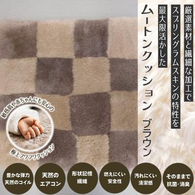 ふるさと納税 桜井市 【ブラウン】ムートンクッション Sサイズ(40×40cm　毛長:25mm)1枚