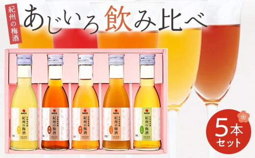 紀州の梅酒 あじいろ5本飲み比べセット(しろ・にごり・蜂蜜・黒糖・柚子)【MG70】