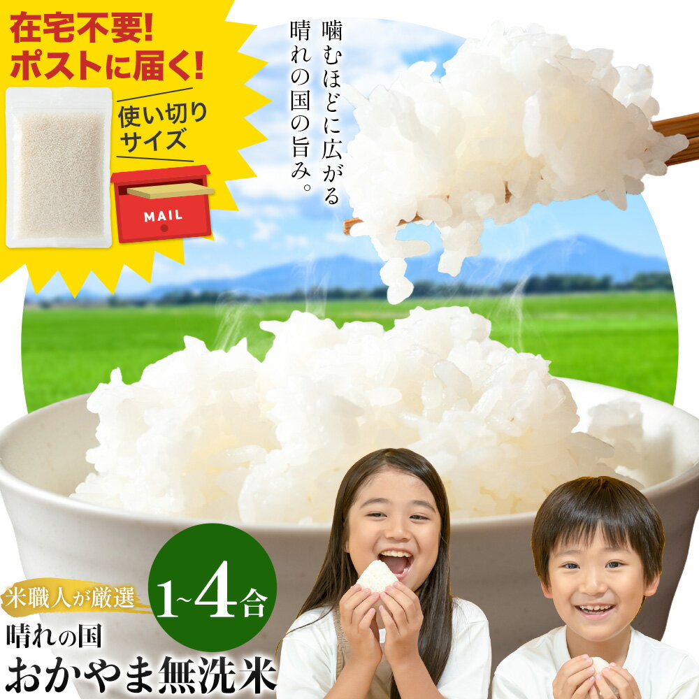 【ふるさと納税】無洗米 米 使い切り パック メール便 選べる 1合 2合 4合 晴れの国おかやま無洗米《7-14営業日以内に出荷予定(土日祝除く)》岡山県 笠岡市 送料無料 岡山県産 米 ふるさと納税 わけあり 以上のお米ならこれ お米 おこめ 岡山 むせんまい kome