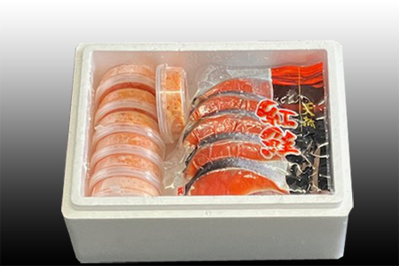 いくら醤油漬け100g×7P、紅鮭5切×7P D-70021