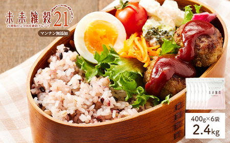 未来雑穀21 (計2.4kg・400g×6袋・マンナン無添加) 21種類 国産 もち麦 発芽玄米 大麦 米 大豆 きび 健康 食物繊維 ご飯 【man263-B】【味源】