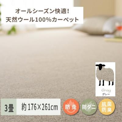 ふるさと納税 泉大津市 天然ウール100%の　防炎　カーペット　1枚　3帖　約176×261cm　600023830