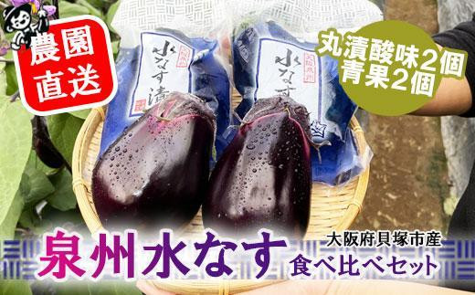
【先行予約】北野農園　泉州水なす丸漬酸味２個＋生水なす２個
