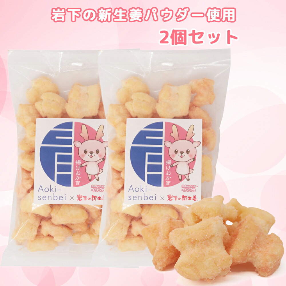 【ふるさと納税】揚げおかき《岩下の新生姜味》2個セット 岩下の新生姜パウダー使用 青木煎餅 専門店の揚げおかき おせんべい お煎餅 [0221]