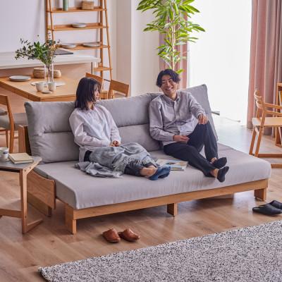 ふるさと納税 大川市 ヴィンセント 幅200cm ごろ寝ソファ ソファベッド NA×ライトグレー【モーブル】【大川家具】