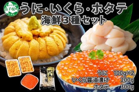 1729.うに いくら ほたて 豪華 海鮮 セット 4人前 ウニ チリ産 冷凍 200g イクラ 200g ホタテ 300g 雲丹 帆立 魚卵 丼 セット うに 送料無料 北海道 弟子屈町