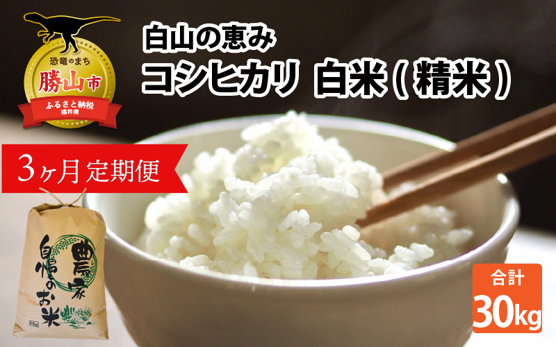 【先行予約】家事をもっと楽に！ 令和8年産 新米コシヒカリ定期便（精米）10kg×3回 ※2026年10月上旬以降順次発送予定 [D-009002]